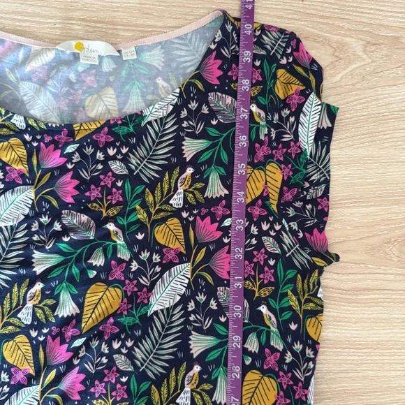 Boden US 8 Amelie Jersey Dress Floral Bird Print Navy Pink - Picture 10 of 10